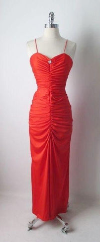 • Vintage 70's Red Fredericks Hollywood Bombshell Evening Party Dress Gown S