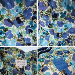 Vintage 50's Alix Of Miami Blue Flower Wiggle Dress 3D Accents M - Bombshell Bettys Vintage