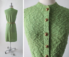 • Vintage 60's St John Green Sport Knit Tunic Shift Sweater Day Dress S - Bombshell Bettys Vintage