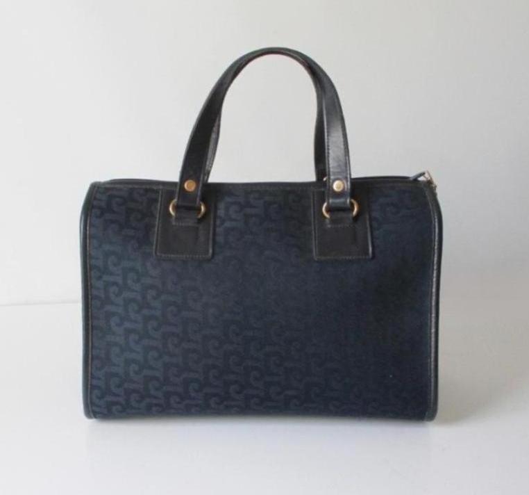 Pierre Cardin Vintage Leather Trim Monograme Shoulder Bag - Beige