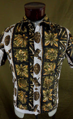 Vintage 60s Ui-Maikai Tribal Tiki Print Hawaiian Aloha Shirt 46 - Bombshell Bettys Vintage