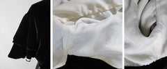 Vintage 30's 40's Black Velvet White Silk Evening Bed Jacket S / M - Bombshell Bettys Vintage