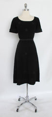 Vintage 40's Black With Knit Ribbon Polka Dots Dress L - Bombshell Bettys Vintage