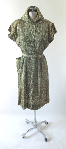 Vintage 40's Green Casual Day Dress M