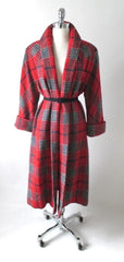 Vintage 50's  Red White Blue Victory Plaid Swing Coat M L - Bombshell Bettys Vintage