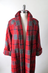 Vintage 50's  Red White Blue Victory Plaid Swing Coat M L - Bombshell Bettys Vintage