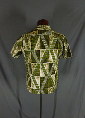 Vintage 60s Andrade Atomic Print Hawaiian Shirt Large - Bombshell Bettys Vintage
