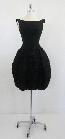 Vintage 50's 60's Couture Black Sphere Bubble Skirt Party Evening Dress S