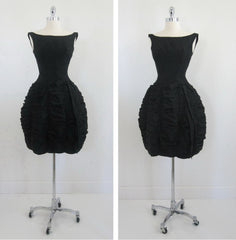 Vintage 50's 60's Couture Black Sphere Bubble Skirt Party Evening Dress S - Bombshell Bettys Vintage