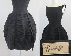 Vintage 50's 60's Couture Black Sphere Bubble Skirt Party Evening Dress S - Bombshell Bettys Vintage