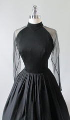 • Vintage 50's Sheer Black Silk Chiffon Cocktail Party Dress S - Bombshell Bettys Vintage