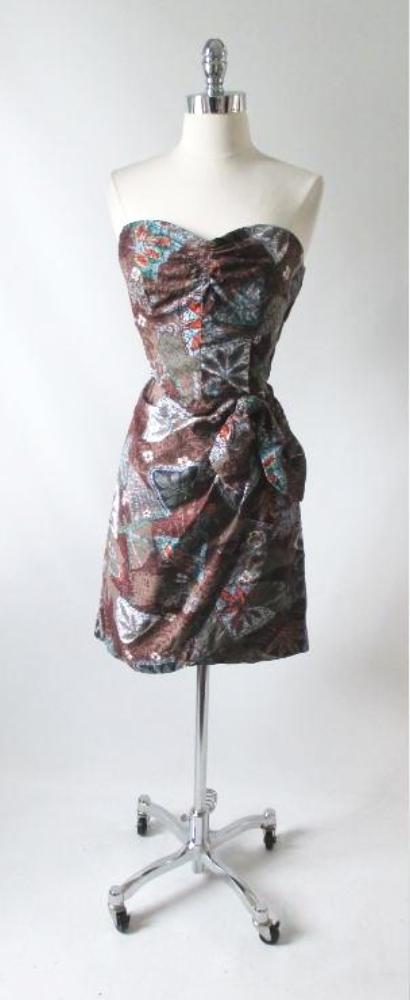 Vintage 50's Hawaiian Tribal Leaf Sarong Dress M - Bombshell Bettys Vintage