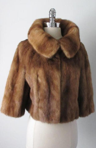 Vintage 50's Mink Cropped Bolero Jacket  Coat S / M