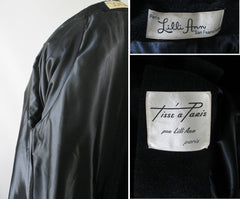 Vintage 50's Lilli Ann Black Mohair Swing Trapeze Coat Jacket L XL - Bombshell Bettys Vintage