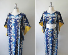 Vintage 50's Hawaiian Batwing Sleeve Mumu Dress Gown - Bombshell Bettys Vintage