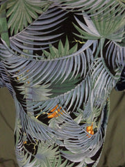 Hilo Hattie Men’s Blue Exotic Palm Hawaiian Aloha Shirt L - Bombshell Bettys Vintage
