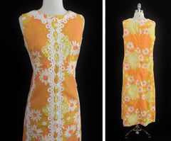 Vintage 60's Lilly Pulitzer The Lilly Floral Daisy Maxi Dress L - Bombshell Bettys Vintage
