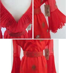 • Vintage 60's Alfred Shaheen Red Hawaiian Cocktail Gown / New With Tags L - Bombshell Bettys Vintage