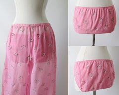 Vintage 60's 70's Sheer Pink Beach Pants Matching Bikini Pool Set XS / S - Bombshell Bettys Vintage