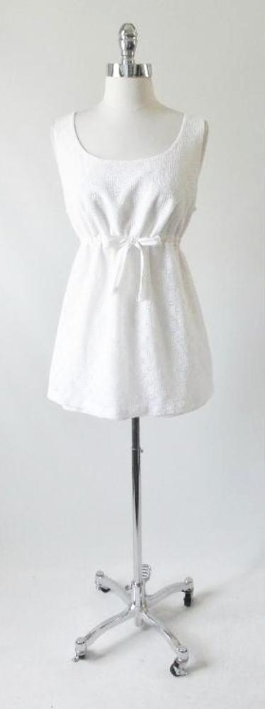 Vintage 60's 70's White Eyelet Maternity Playsuit Swimsuit 2 Piece Top Bloomer Set - Bombshell Bettys Vintage