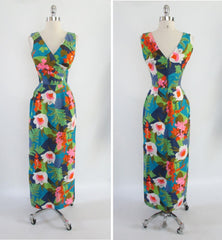 • Vintage 60's Kamehameha Man-Killer Hawaiian Evening Gown Wiggle Dress XS - Bombshell Bettys Vintage