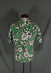 Vintage 80s Green RJC  Barkcloth Hibiscus Print Hawaiian Shirt  XL - Bombshell Bettys Vintage