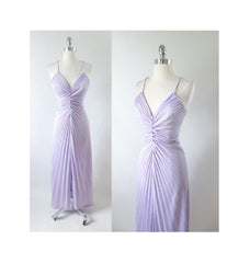 • Vintage 70's 50's 50's Travilla / Marilyn Style Accordion Pleat Lilac Purple Evening Cocktail Party Dress S - Bombshell Bettys Vintage