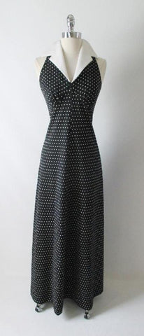 • Vintage 70's Polka Dot Halter Dress S