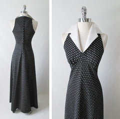• Vintage 70's Polka Dot Halter Dress S - Bombshell Bettys Vintage