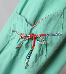 Vintage 70's Green Lace Up Patchwork Flower Hippie Dress XS - Bombshell Bettys Vintage