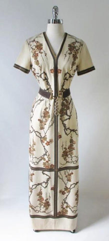 • Vintage 70's Alfred Shaheen Cherry Blossom Maxi Dress