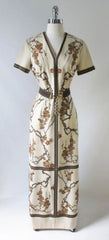 Vintage 70's Alfred Shaheen Fall Cherry Blossom Full Length Maxi Dress - Bombshell Bettys Vintage