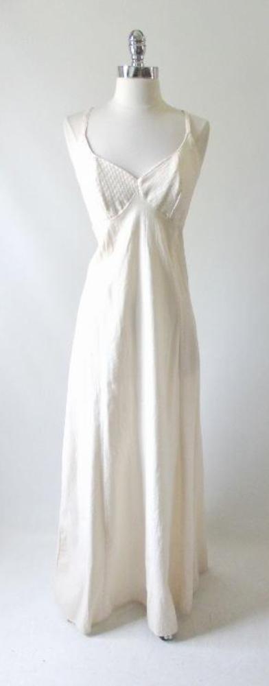 Vintage 70's Artisan Natural Halter Dress Maxi Gown M - Bombshell Bettys Vintage