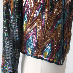 Vintage 70s Jack Bryan Saks Fifth Avenue Sequined Evening Jacket L