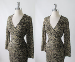 Vintage 80's Fredericks Soft Leopard Bodycon Dress M - Bombshell Bettys Vintage