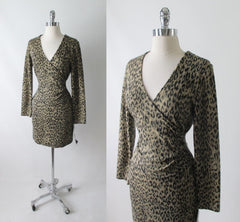 Vintage 80's Fredericks Soft Leopard Bodycon Dress M - Bombshell Bettys Vintage