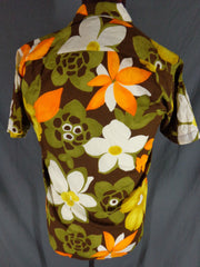 Vintage 60s Kay O Kauai Bold Floral Print Hawaiian Shirt 42 - Bombshell Bettys Vintage