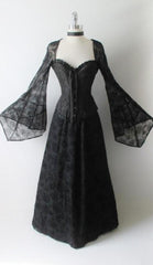 Spider Witch Dress Sheer Web Bell Sleeve Ball Gown Costume L - Bombshell Bettys Vintage
