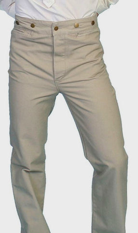Men's Classic Old West Buckle Back Tan Trousers Pants 48