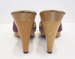 Vintage 70's Frederick of Hollywood Purple Suede Wood Platforms Heels Shoes 10 - Bombshell Bettys Vintage
