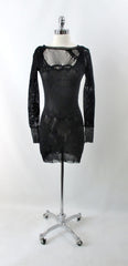 Vintage 90s Jean Paul Gaultier JPG Soleil Black Fishnet Lace Bodycon Dress S - Bombshell Bettys Vintage