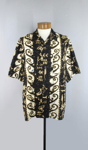 70s Ui-Maikai Tribal Tiki Metal Button Hawaiian Shirt Large – The Captains  Vintage