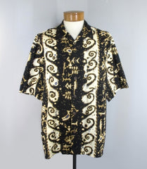 Men's Kanaka Maoli Petroglyphs Hawaiian Shirt L - Bombshell Bettys Vintage