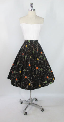 • Vintage 50's Atomic Starburst Swing Skirt Mid Century Modern S