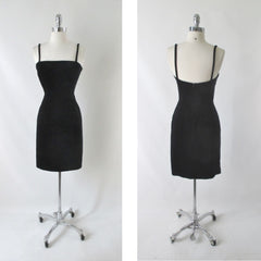 Vintage Moschino Cheap And Chic Black Velvet Party Dress S - Bombshell Bettys Vintage