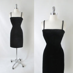 Vintage Moschino Cheap And Chic Black Velvet Party Dress S - Bombshell Bettys Vintage