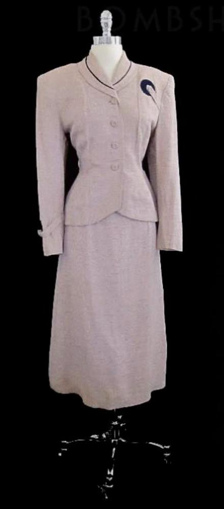 Vintage 1940's WWII Swing Pink Suit Jacket & Skirt Set L - Bombshell Bettys Vintage