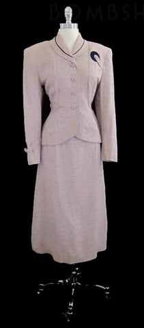 • Vintage 1940's WWII Swing Pink Suit Jacket & Skirt Set L