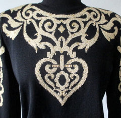 Vintage St John Y2K Gold Heart Sweater S