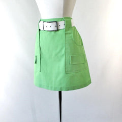 Vintage 60's Lime Green MOD A Line Mini Skirt M
